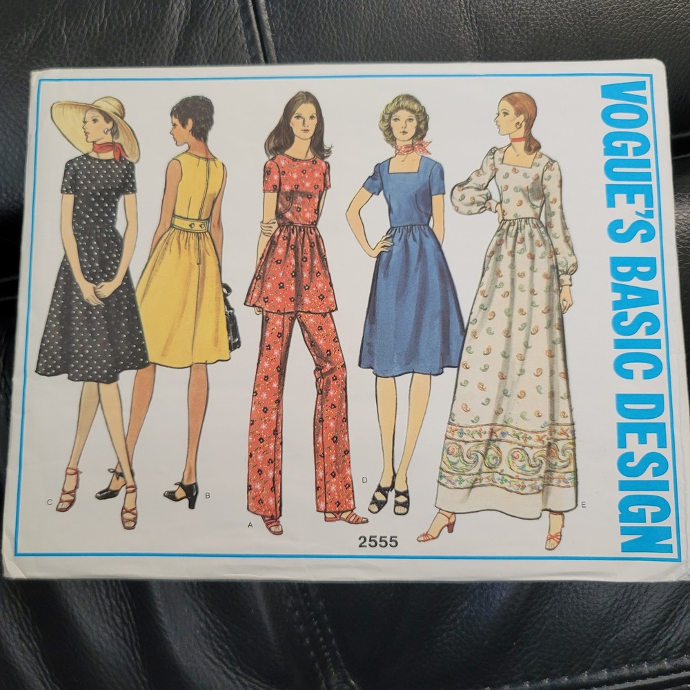 Vintage Vogue 2555 Basic Design Dress Tunic Pants Sewing Pattern Size 10 Cut